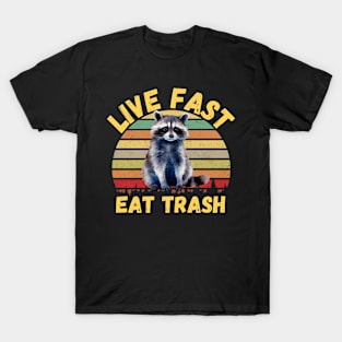 Live fast eat Trash Funny Raccoon Camping Vintage T-Shirt